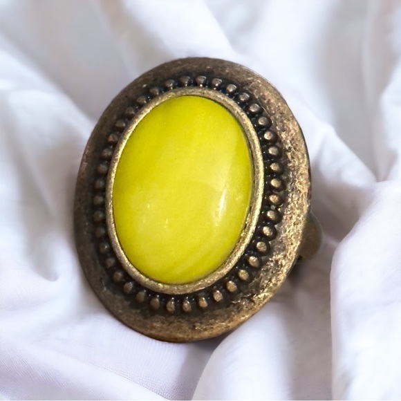 Vintage Jewelry Vintage Antique Gold Yellow Glass Stone Ring Poshmark